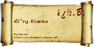 Őry Bianka névjegykártya